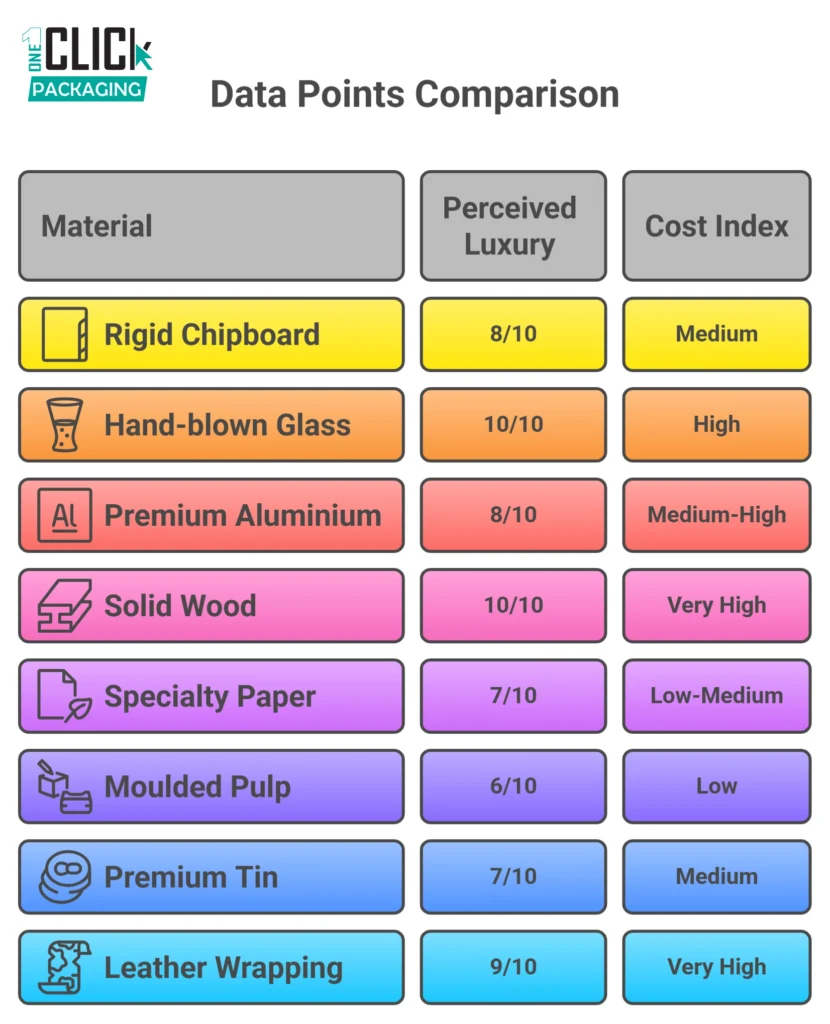 INFOGRAPHIC Luxury Packaging Materials Hierarchy Material Types by Perceived Premium Level and Cost