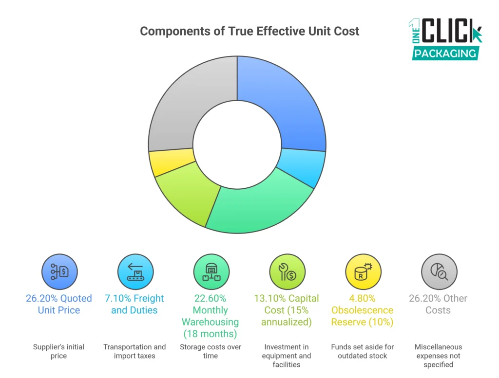 INFOGRAPHIC  True Cost Per Unit Model MOQ x Carrying Cost x Obsolescence Risk