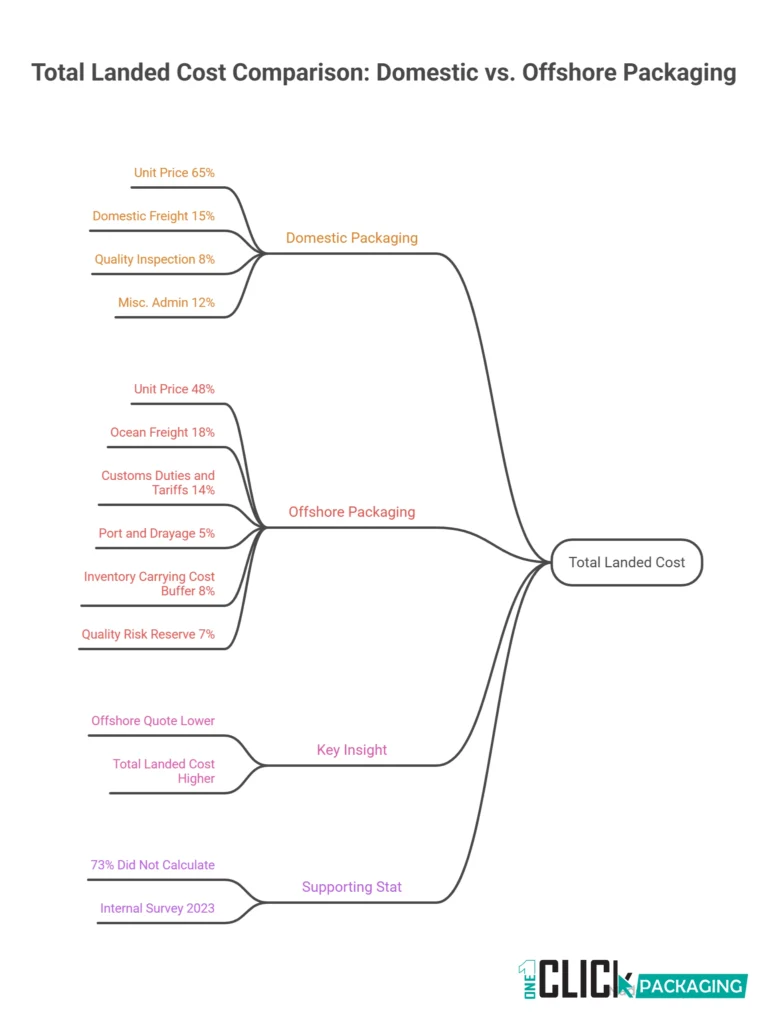 Infographic Total Landed Cost Breakdown Domestic vs. Offshore Packaging