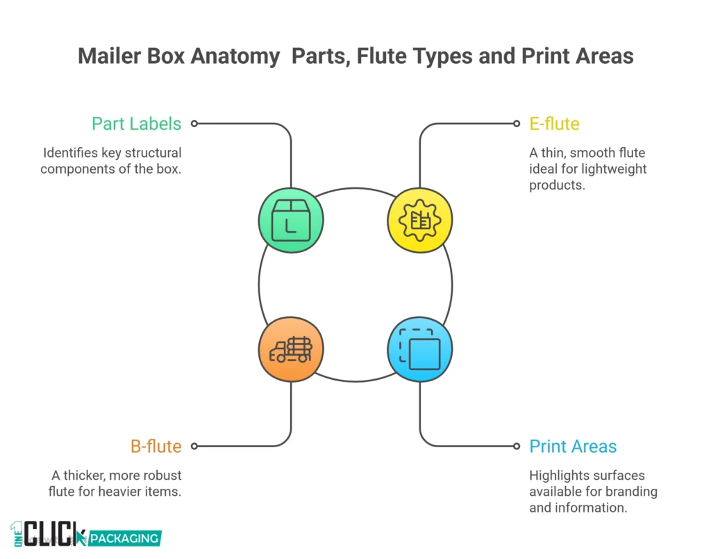 INFOGRAPHIC  Mailer Box Anatomy Parts, Flute Types and Print Areas