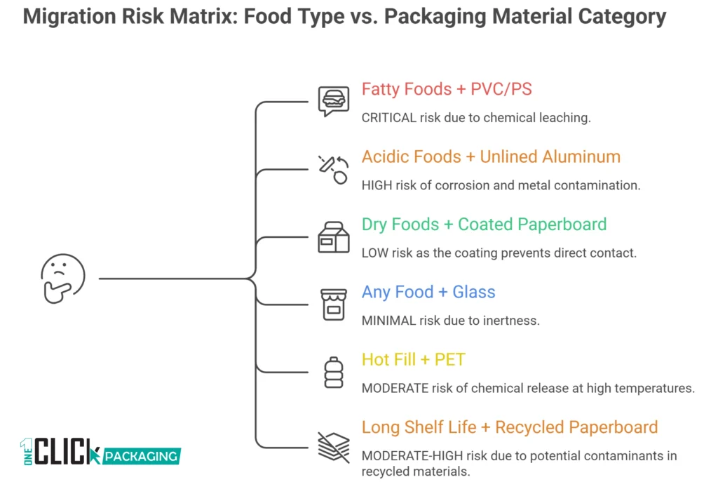 INFOGRAPHIC Migration Risk Matrix: Food Type vs. Packaging Material Category